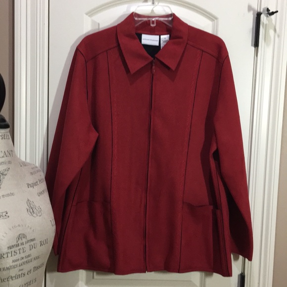 Alfred Dunner Jackets & Blazers - ⬇️ ALFRED DUNNER 16 Red Front Zip Blazer / Jacket, 2-Pockets Original Owner, EC